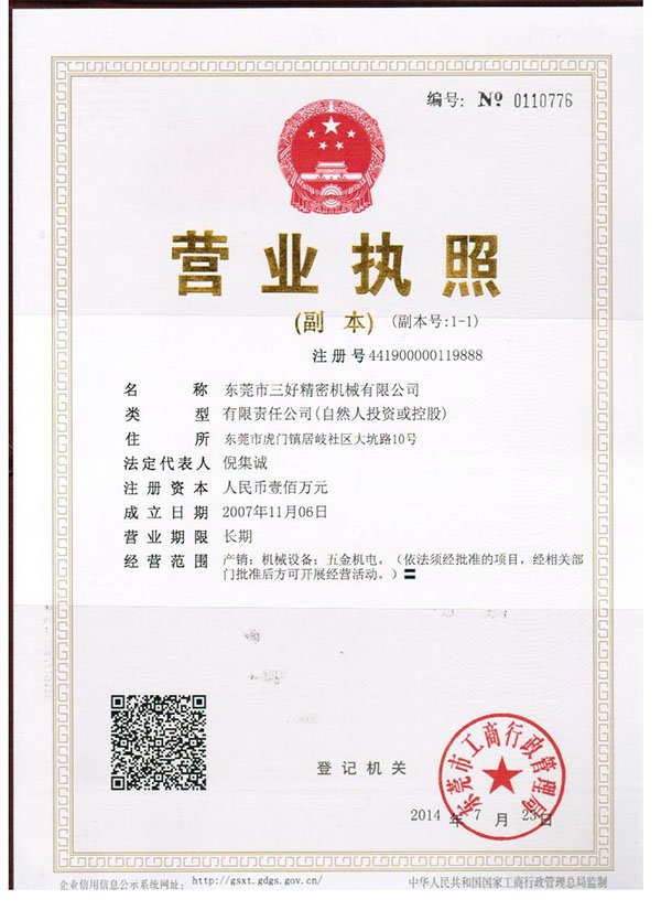 SAMHOOR industrial and commercial business license copy 