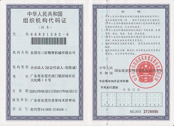 SAMHOOR organization code certificate 
